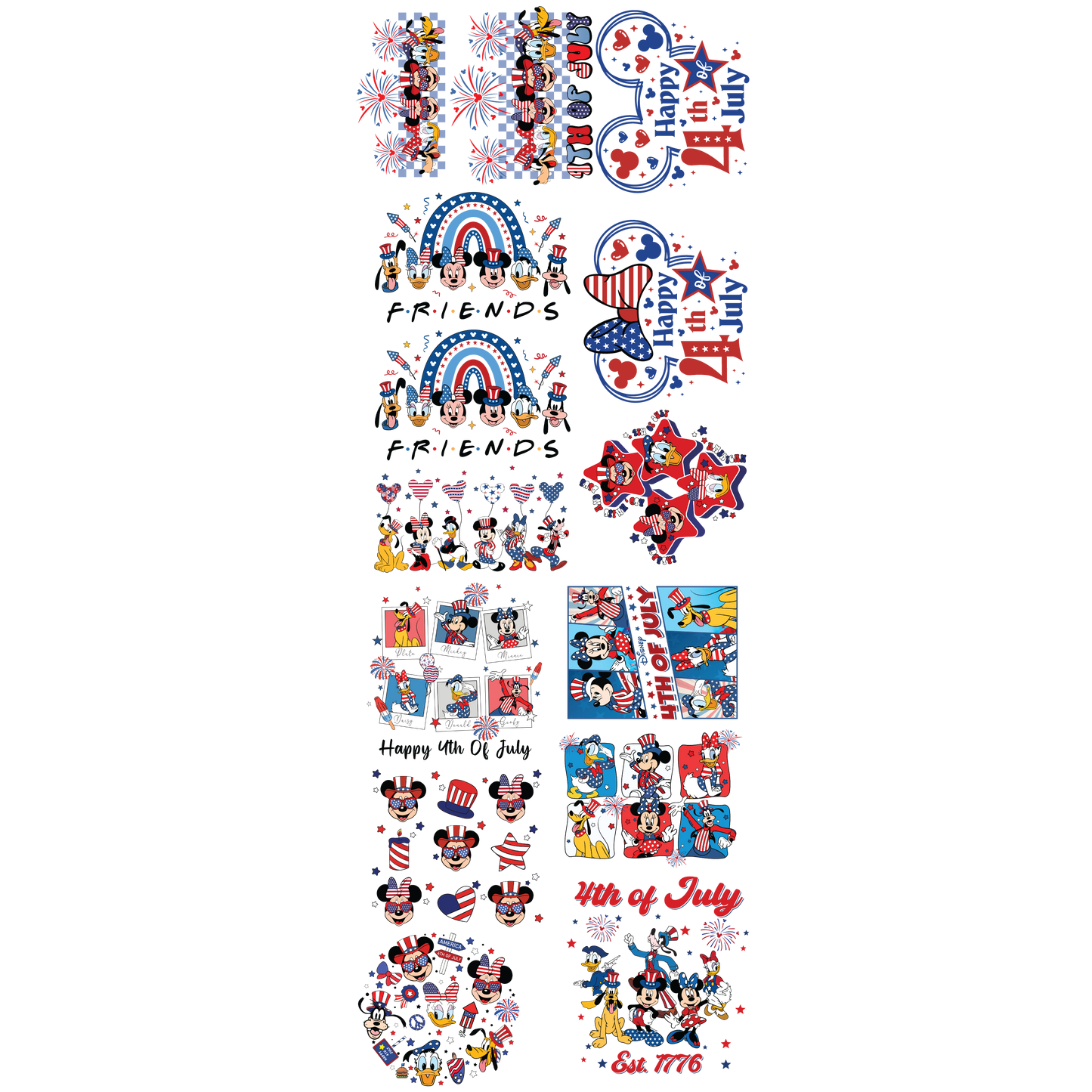 22x60 Pre-made Disney 4th of July DTF Gang Sheet 1