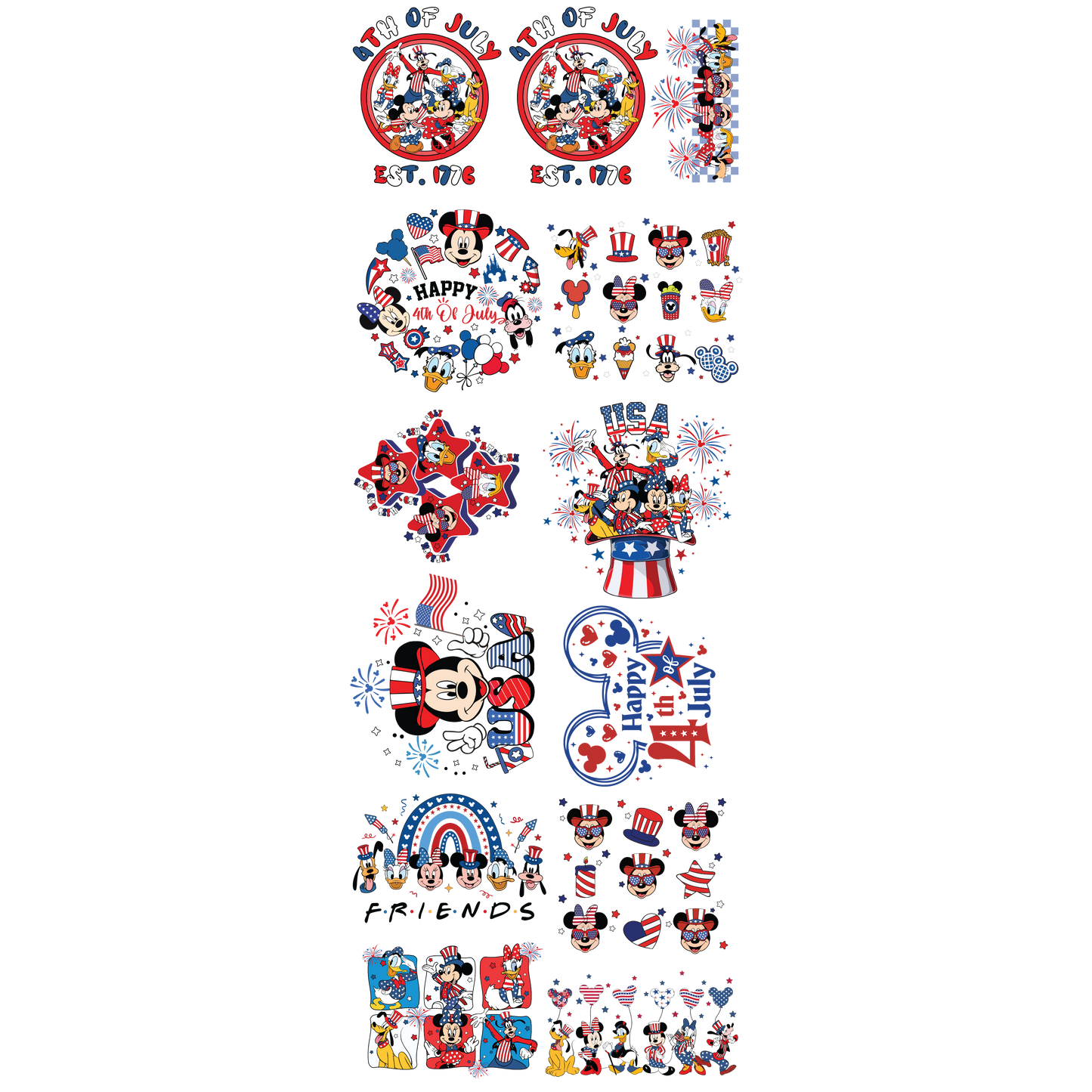 22x60 Pre-made Disney 4th of July DTF Gang Sheet 3