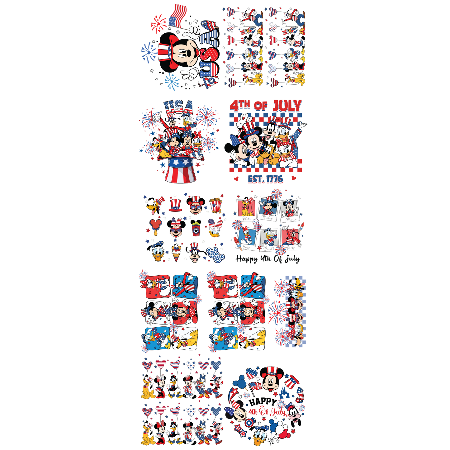 22x60 Pre-made Disney 4th of July DTF Gang Sheet 2