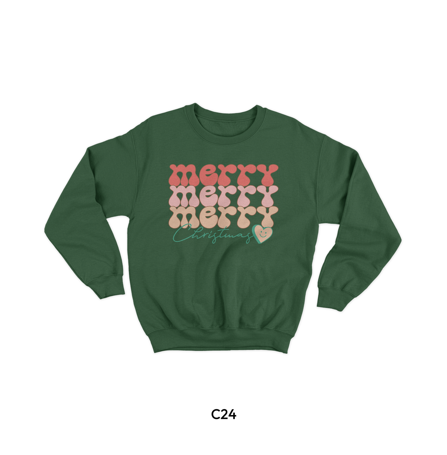 Merry Merry Merry Christmas Heart Design (C24)