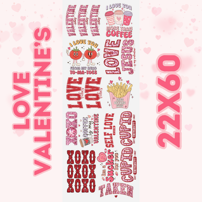 22x60 Pre-made Love Valentine's Day DTF Gang Sheet