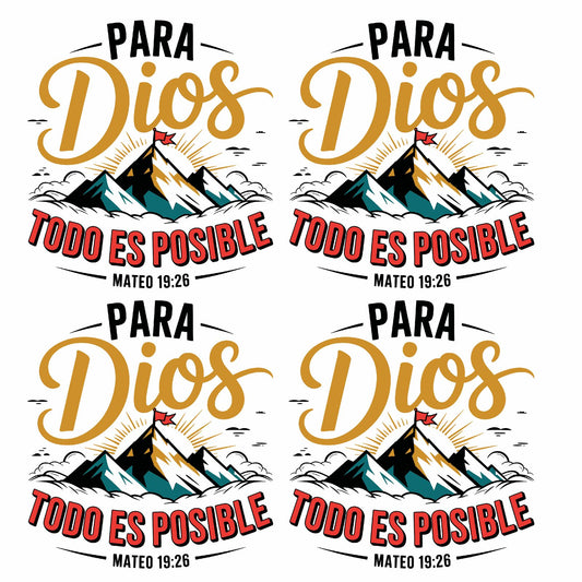 22x24 Pre-made "PARA DIOS TODO ES POSIBLE" DTF Gang Sheet 1