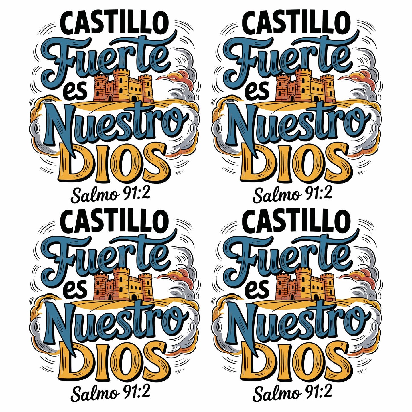 22x24 Pre-made "CASTILLO FUERTE ES NUESTRO DIOS" DTF Gang Sheet